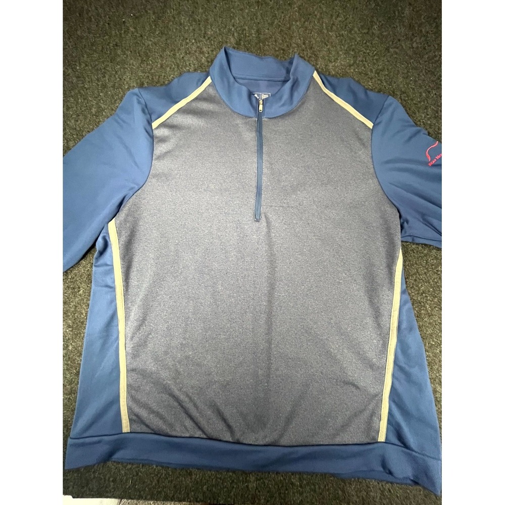 Adidas Golf Top Mens XL Blue Stretch Bear Mountain Ranch Mock Neck Quarter Zip - Picture 3 of 11